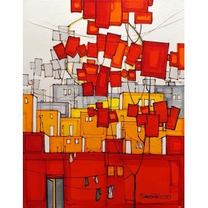 Salman Farooqi, 18 x 24 Inch, Acrylic on Canvas, Cityscape Painting, AC-SF-437